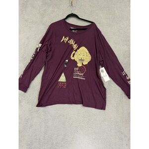 Def Leppard Shirt Womens 3X Purple Long Sleeve Torrid The Vinyl Icons 1992 Band‎